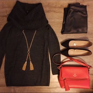 Gray Cowl Neck Sweater